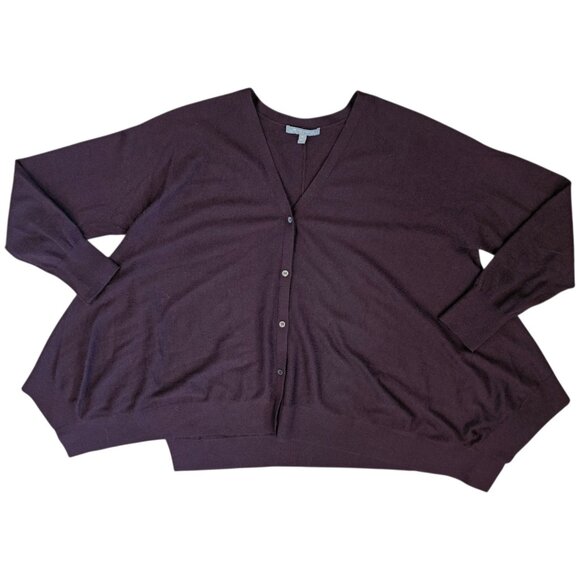 Womens Cashmere Cardigan Sweater Brown Oversized Sz L Slouchy Baggy Vneck - Picture 4 of 8